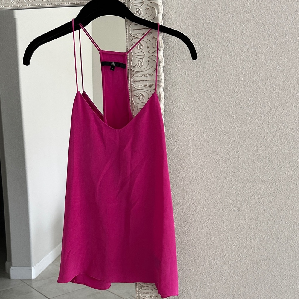 Tibi Silk Fuchsia Camisole Top